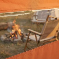 Outsunny Camping Windbreaker with Clear Windows, Carry Bag and Steel Poles, for Beach Caravan Campervan, 725 x 140cm, Orange(m-12)