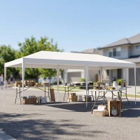 Outsunny Tenda para Festas com 4 Paredes Laterais 2 Janelas e Estrutura de Aço 585x295x255 cm Branco(m-9)