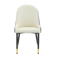 Lot de 2 chaises de salle à manger, dossier motif éclair stylé, déperlante et facile d'entretien, 47.3x44x91 cm, Blanc+Noir(m-2)