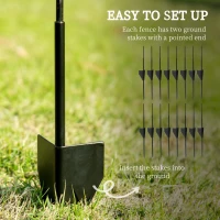 Outsunny Decorative Garden Fencing, 43in x 11.4ft Outdoor Picket Fence Panels, 8PCs Rustproof Steel Wire Landscape Flower Bed Border Edging Animal Barrier, Black(m-4)