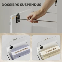 HOMCOM Caisson bureau mobile à 2 tiroirs, meuble rangement bureau sur roulettes pour documents suspendus format lettre, blanc(m-5)