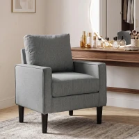 HOMCOM Accent Chair, Removable Pillow Linen Armchair with Comfy Spring Cushion for Living Room, Bedroom, Study, Dark Grey(m-2)