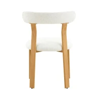 Lot de 2 chaises rembourrées, revêtement bouclé sherpa respirant, design moderne, 55,5x44x79 cm, Blanc(m-10)