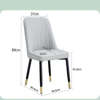 Lot de 2 chaises de salle à manger modernes, assise rembourrée, embouts antidérapants, 43x41.5x89 cm, Gris clair(m-3)