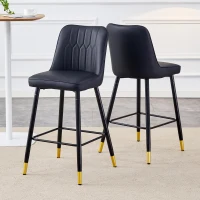 Lot de 2 tabourets de bar hauteur, design moderne et confortable, dossier incurvé et repose-pieds, 42x45x100 cm, Noir(m-4)