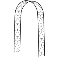 Outsunny Arco de Jardim de Aço para Decoração Arco de Casamento Desenho Espiral de Coração para Plantas Trepadeiras 125x37x230 cm Preto(m-11)