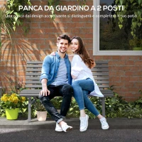 Outsunny Panchina da Giardino 2 Posti a Doghe in Alluminio, 123x67x79 cm, Grigio(m-4)
