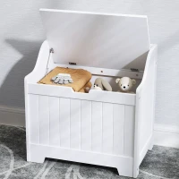 HOMCOM Opbergkist, Houten Kist met Deksel, Ruim, Modern Ontwerp, Wit(m-8)