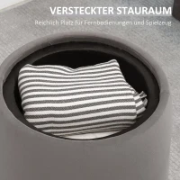 HOMCOM 2-in-1 Pouf in fluweellook met opbergruimte en afneembare deksel Φ44 cm x 47,5 cm Donkergrijs(m-5)