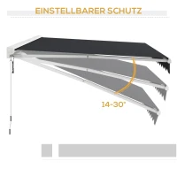 Outsunny Elektrisch/Handmatig Uitschuifbare Markies, Halfcassette, Afstandsbediening, Aluminium Frame, 4 x 3 m, Grijs(m-8)