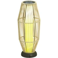 Outsunny Lampada Solare da Giardino con Illuminazione LED, in PE, Rattan e Acciaio, Ø26x72 cm, Grigio(m-1)
