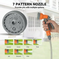 DURHAND 10m Garden Hose Reel Wall Mounted Auto Rewind with 7 Patterns Spray Nozzle, Includes Wall Fixings, Orange(m-4)
