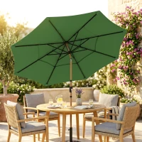 Outsunny Garden Parasol, Parasol Umbrella with 3-tier Roof, Crank Handle, Tilt Function, Polyester Canopy, Green(m-9)