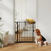 PawHut Cancelletto per Cani Estensibile e Regolabile per Scale e Porte, in Acciaio e ABS, 75-85x76 cm, Nero(m-10)