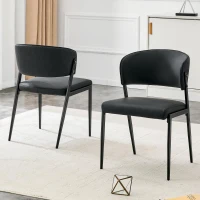 Chaise de salle à manger moderne rembourrée, design épuré, dossier ergonomique, 51x49x78 cm, Noir(m-4)