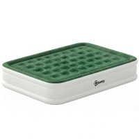Outsunny Inflatable Mattress, Double Air Bed with Built-in Electric Pump, 3 Mins Inflation, Flocked Surface, Dark Green(m-15)