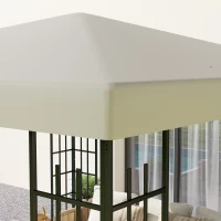 Outsunny 3 x 3 m Vervangzeil voor paviljoen, Zeil voor tuinpaviljoen, met waterafvoergaten, UPF30+, Crèmewit(m-9)