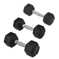HOMCOM Rubber Dumbbell Set Sports Hex Weight Sets Home Gym Fitness Lift Strength Training Exercise 2 x 5kg, 2 x 6kg, 2 x 8kg(m-10)