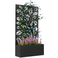 Outsunny Jardinière avec brise-vue paravent treillis pour Plante Grimpante, bac à Fleurs - dim. 61L x 23l x 113H cm(m-11)