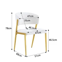 Chaise de salle à manger moderne rembourrée, design épuré, dossier ergonomique, 51x49x78 cm, Blanc(m-3)