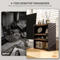 HOMCOM Four-Tier Desktop Organiser - Dark Brown(m-4)