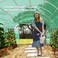 Outsunny Polytunnelkas met kunststofafdekking en stalen frame, begaanbare kastoog met oprolbare deuren, Groen(m-8)