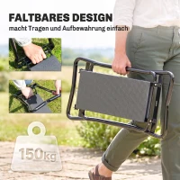 Outsunny Knielbank voor tuinwerk opvouwbaar tuinhocker met kniekussen gereedschapstas tot 150 kg 58 x 28 x 49 cm Grijs(m-5)