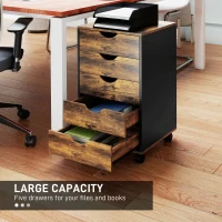 HOMCOM Five-Drawer Filing Cabinet - Rustic Brown(m-4)