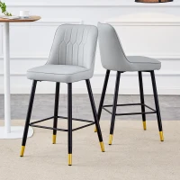 Lot de 2 tabourets de bar, design moderne, repose-pieds et renfort croisé, 42x45x100 cm, Gris clair(m-4)