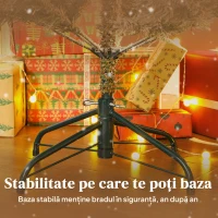 HOMCOM Brad de Crăciun înzăpezit, înalt de 150 cm, cu ramuri realiste și bază pliabilă din metal(m-8)