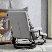 HOMCOM Relaxfauteuil met hocker, draaibaar, fluweellook, verstelbare rugleuning, tot 150 kg, Grijs(m-8)
