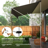 Outsunny Tenda da Sole a Bracci Avvolgibile con Manovella e Struttura Telescopica, 4x1.2m, Grigio(m-6)