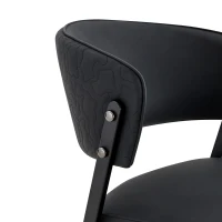 Chaise de salle à manger moderne rembourrée, design épuré, dossier ergonomique, 51x49x78 cm, Noir(m-6)