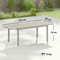 Outsunny Extending Garden Table, Aluminium Outdoor Dining Table for 8-10 with Wood-Like Grained Surface, Light Grey Wood Effect(m-14)