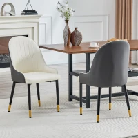 Lot de 2 chaises de salle à manger, dossier motif éclair stylé, déperlante et facile d'entretien, 47.3x44x91 cm, Blanc+Noir(m-1)