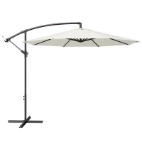 Outsunny Parasol afneembare zwevende parasol zwengelparasol met handkruk crème(m-1)