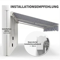 Outsunny handmatige knikarmluifel 395 cm luifel met handslinger balkonluifel zonwering wandmontage balkon aluminium wit + blauw 395 x 245 cm | Aosom(m-7)