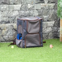 PawHut Zaino per Gatti Trasportino per Cani in Oxford, Cuscino Rimovibile e Lavabile, Inserti Rete Traspirante, 35x28.5x45cm, Blu Marrone(m-10)