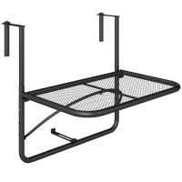 Outsunny Table Suspendue pour Balcon dim. 60L x 56,5l cm Hauteur réglable 3 Niveaux métal époxy Noir(m-12)