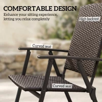Outsunny Set of Two Folding Rattan Seat Chairs - Brown(m-5)
