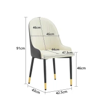 Lot de 2 chaises de salle à manger, dossier motif éclair stylé, déperlante et facile d'entretien, 47.3x44x91 cm, Blanc+Noir(m-3)