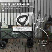 Outsunny Tuinwagen 120 kg Draagvermogen, Opvouwbare Transportkar met Afneembaar Zeil, Handvat, Wielen, 95 Liter, Groen(m-8)