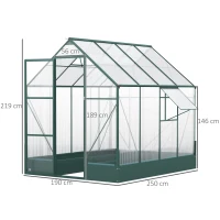 Outsunny kas voor in de tuin kweekkas tomatenhuis koude kas 250 x 190 x 219 cm(m-3)