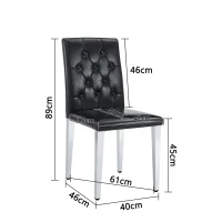Lot de 4 chaises de salle à manger, style luxe européen, patins antidérapants et silencieux, 42x46x89 cm, Noir+Argent(m-3)