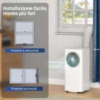 HOMCOM Condizionatore Portatile 9000BTU, 2.6kW 4 in 1, Classe A, Telecomando, Display LED, Timer 24H, per 33 m², Bianco(m-8)