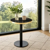 Table d'appoint ronde, plateau anti-rayures facile à nettoyer, 60x60x74 cm, Noir(m-4)