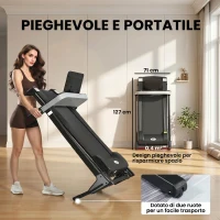 HOMCOM Tapis Roulant Elettrico Pieghevole 1-12km/h, Tapis Roulant Salvaspazio con 12 Programmi Preimpostati, Display LCD e Supporto per Tablet, per Camminata e Corsa, Compatto per Casa e Ufficio, Nero(m-5)