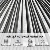 Outsunny Set Mobilier Grădină Ratan 4 Piese, Canapea pentru Exterior cu Măsuță Metalică, Negru(m-5)