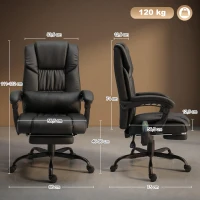 Vinsetto Silla de Oficina con Masaje de 6 Puntos Respaldo Alto Reclinable Altura Ajustable Reposapiés y Mando a Distancia Negro(m-3)