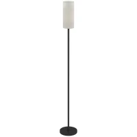 HOMCOM Floor Lamp for Living Room, Modern Standing Lamp with Linen Shade & Foot Switch, Minimalist Tall Pole Lampshade for Bedroom, Office, White(m-11)